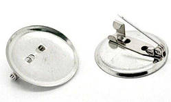 Основа для Броші 10 мм 10 шт Кругла Метал Колір Платина Отвір 1 мм