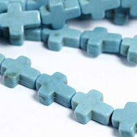 Бусини Синтетична Бірюза хрест 10х8х3мм, Бірюзовий, 38 шт./нитка, (УТ0030777)