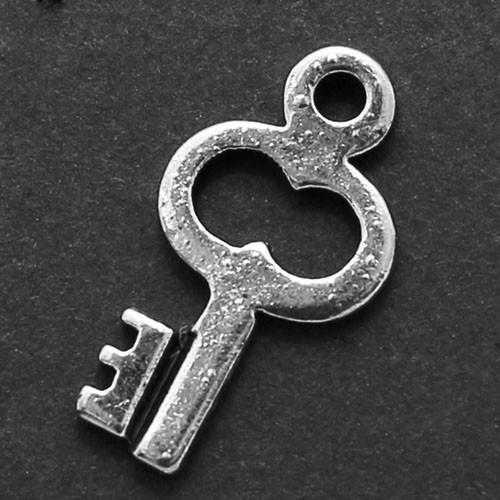 Кулон Ключ, Метал, Колір: Античне Срібло, Розмір: 17х9х1мм, Отвір 1.5 мм, 20 шт (УТ000006769)