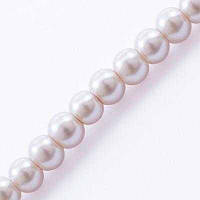 Перли Бусини Скло 4 мм, Глянц, Круглі, Колір: Світло-лавандовий, Діаметр: 4 мм, 216шт/нитка, (УТ000004375)