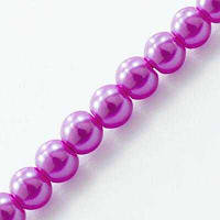 Бусини скло (перли), глянсові, круглі, 6 мм, яскраво-рожевий (140 шт) УТ0003016