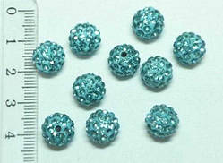 Намистини зі Стразами Шамбала 10 мм 5 шт Отвір 1,8 мм Полімерна Глина Блакитний