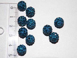 Намистини зі Стразами Шамбала 10 мм 5 шт Отвір 1,8 мм Полімерна Глина Бірюзовий