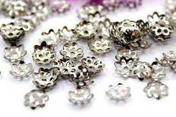 Шапочки для Бусин 6х1.5мм 500 шт Метал Квітка Колір Платина Отвір 1 мм