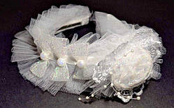 Обруч для волосся, фатин, білий, квітка, бантики, намистини, мереживо 21_4_1
