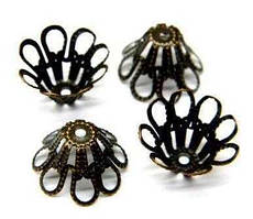 Конус Шапочки для Бусин 8х6 мм 200 шт Отвір 1.5 мм Метал Колір Антична Бронза