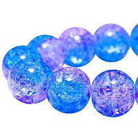 Бусини бите скло двоколірні блакитний 10 мм 80 шт УТ0005844