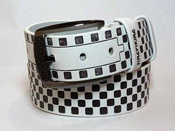 Ремінь чоловічий шахівка 35 мм чорно-білий