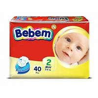 Детский подгузник BEBEM E.EAR "2" mini 3-6 кг Twin Pack 40шт.