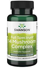 Swanson 14 Mushroom Complex, Комплекс 14 видів грибів (60 капс.)
