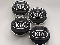 Колпачки заглушки в литые диски KIA 60/56/10 мм. Черные Хром.основа