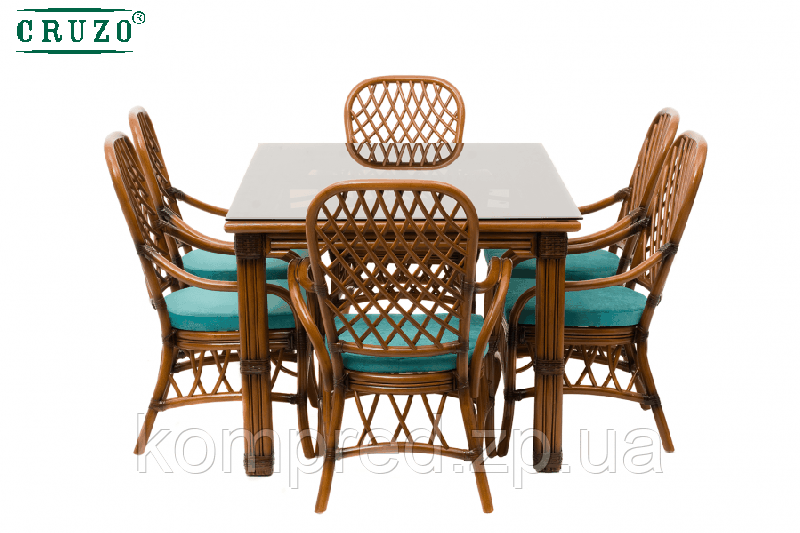 Стол и кресла на 6 персон для кухни из натурального ротанга - фото 3 - id-p1331885166
