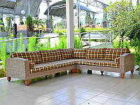 Угловой плетенный диван Скиф натуральный ротанг, светло-коричневый, ud08214