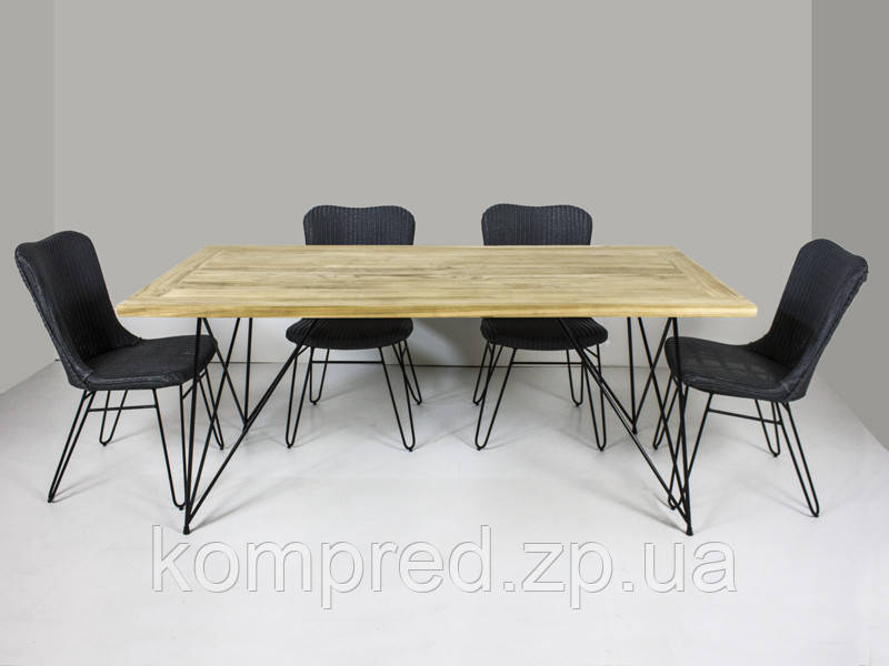 Обеденный комплект Бонни стол 180x90 см и 4-6 стульев тик, лум, металл, kt191020201 Стол 180x90 см + стульев - фото 1 - id-p1331885223
