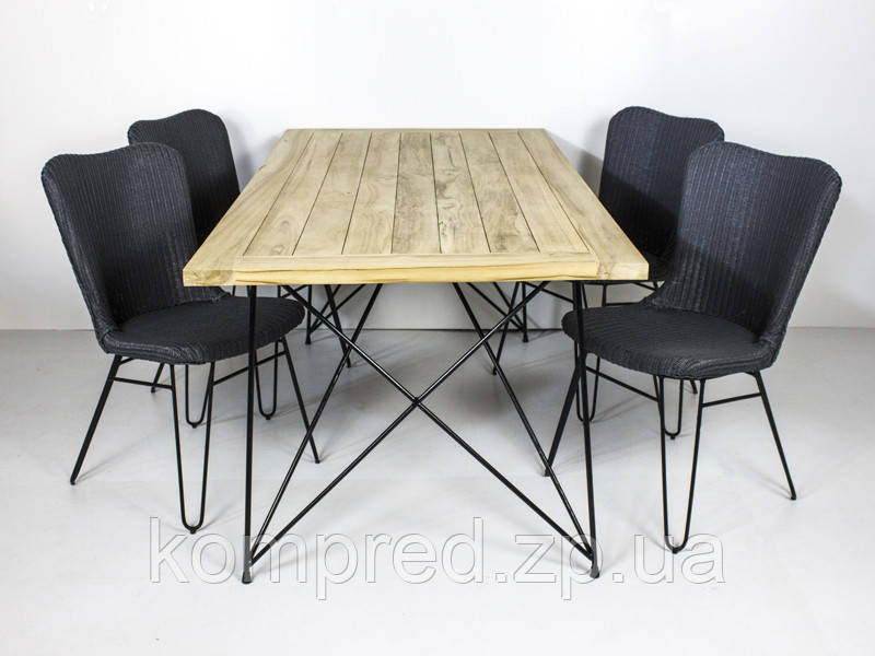 Обеденный комплект Бонни стол 180x90 см и 4-6 стульев тик, лум, металл, kt191020201 Стол 180x90 см + стульев - фото 2 - id-p1331885223