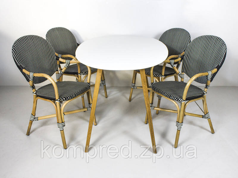 Обеденный комплект Френч Бистро Стол + 6 стульев, тик, белый, kt191020203 - фото 1 - id-p1331885227