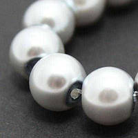 Бусини скло під перли глянсові круглі 10 мм сріблястий (80 шт.) БА000448