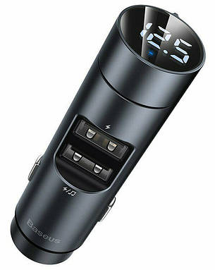 АЗП FM-трансмітер (модулятор) в машину Baseus Energy Column 3.1 A Bluetooth Чорний (CCNLZ-0G), фото 1