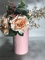 Керамическая розовая настольная ваза 22 см