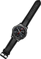 Кожаный ремешок Carbon для Samsung Gear S3 Black (Самсунг Гир С3 Фронтир)