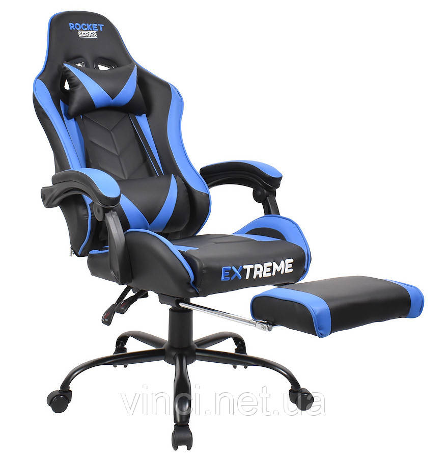 Компютерне крісло Офісне крісло Ігрове крісло Спортивне крісло Extreme ROCKET синє Стул Кресло геймерское НОВЕ, фото 1