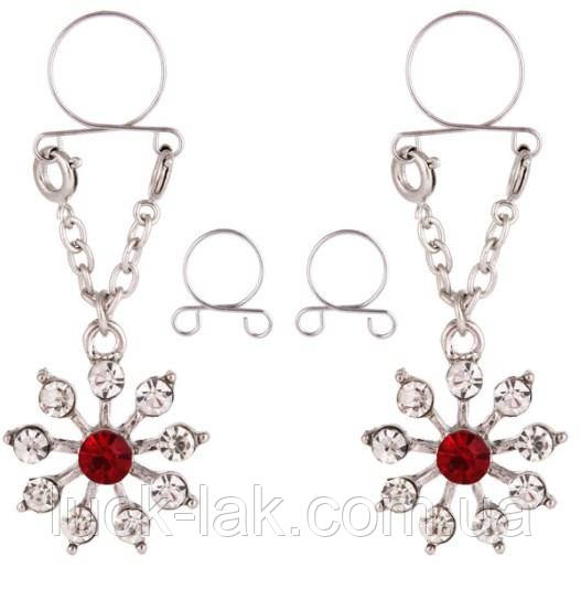 Кліпси для сосків, затискач квітка з кристалами, 1 пара, фото 1