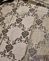 Ткань для штор бархат с классическим узором корона в зал, гостиную, спальную. Турция. Коллекция Melange.