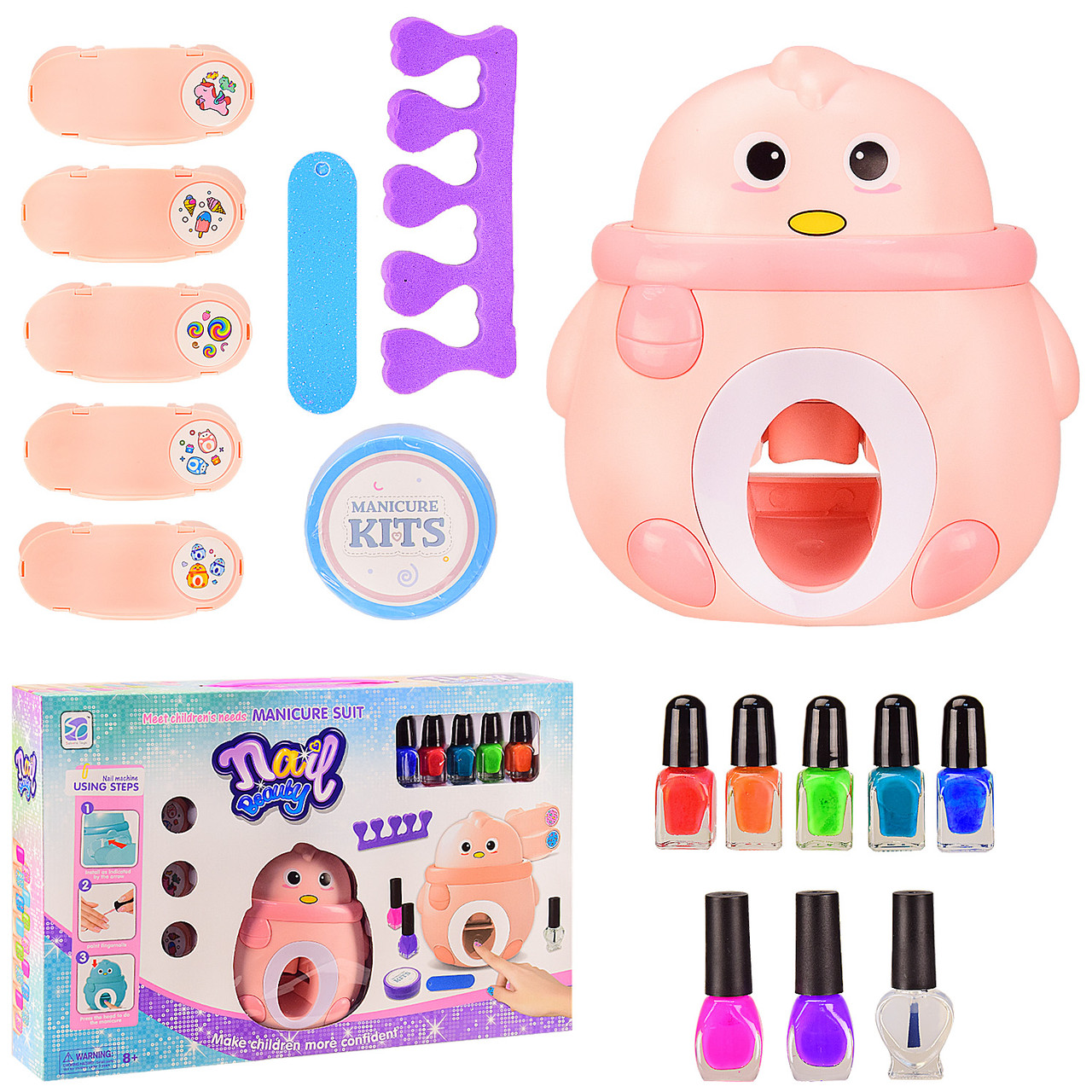 Дитячий ігровий набір для манікюру "Манікур" (1026-13), апарат для стемпінгу, лаки, аксесуари, фото 1