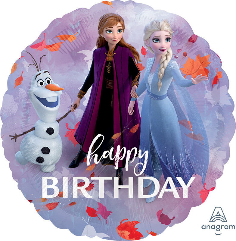 А 18" Frozen 2 Happy Birthday Foil Balloon. Фольгована куля Крижане серце З Днем народження