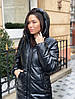 Р. 48-58 Жіноча чорна куртка з штучної шкіри на синтепоні 200, фото 4