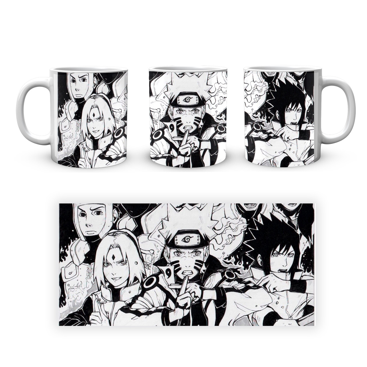 Кухоль Geek Land білий Наруто Naruto Головні герої Чорно-білий NA.02.309, фото 1