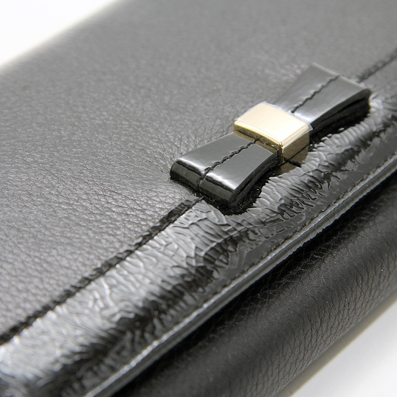 Кошелек черного цвета кожаный женский Prensiti на кнопке, Черное классическое портмоне из натуральной кожи - фото 5 - id-p306282632