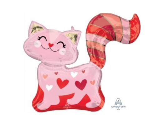А 31" x 26" Pink Kitty Hearts. Фольгована куля Закохана кішка — В УП MrShar