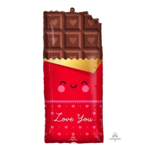 А 28" x 13" Chocolate Love Foil Balloon - Pkg . Фольгована куля Шоколадка Я люблю тебе — В УП, фото 1