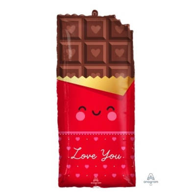 А 28" x 13" Chocolate Love Foil Balloon - Pkg .  Фольгована куля Шоколадка Я люблю тебе — В УП