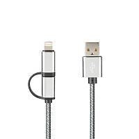 USB кабель microUSB с переходником на iphone USB Cable Gelius Pro Combo