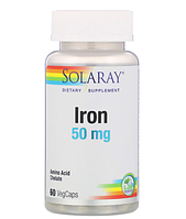 Железо , Solaray Iron 50mg 60 Veg. Cap