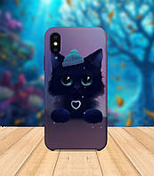Чехол для apple iphone x XS Черный кот в шапке чехол с принтом