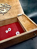 Дерев'яна подарункова коробка для гри в кості "Dice box" з гравіюванням, фото 5