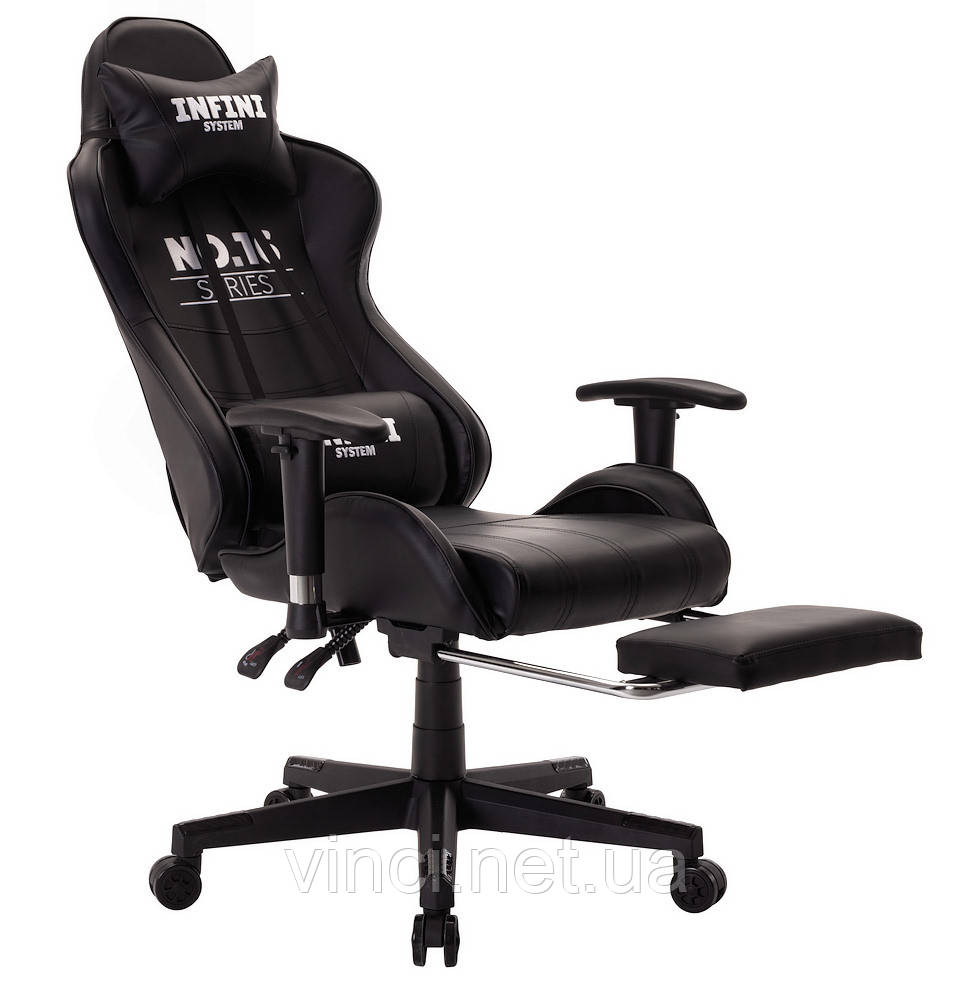 Геймерське ігрове крісло спорт INFINI Black крісло геймерське спортивне крісло для ігроманів поворотний стілец, фото 1