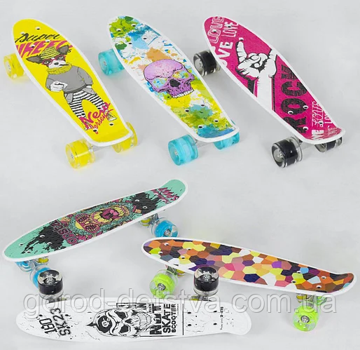 Скейт Пенні борд S 29661 Best Board, 8 видів, дошка 55 см, PU колеса, світяться колеса, в кульку, фото 1