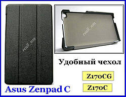 Чорний tri-fold case чохол-книжка для планшета Asus Zenpad C P01Y 7.0 Z170C Z170CG екошкіра PU