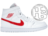 Женские кроссовки Air Jordan 1 Mid White University Red BQ6472-106