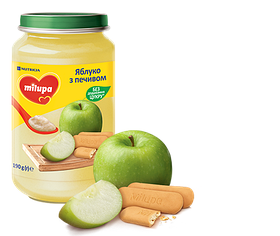 ПЮРЕ MILUPA ЯБЛУКО З ПЕЧИВОМ 190Г