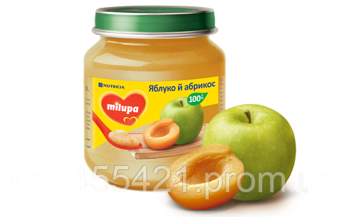 ПЮРЕ MILUPA ЯБЛУКО І АБРИКОС 125Г, фото 1