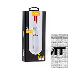 Ldnio DL-C28 Car Charger Set (Lightning) (2 USB)(3.4 A) — White