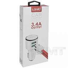 Ldnio DL-C29 Car Charger Set (Micro) (2 USB)( 3.4 A) — White