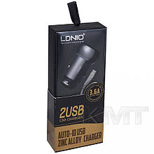 Ldnio C401 Car Charger Set (Lightning) (2 USB)(3.6 A) — Silver