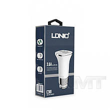 Ldnio DL-C301 Auto id Car Charger Set (Lightning) (2 USB)(3.6 A) — White