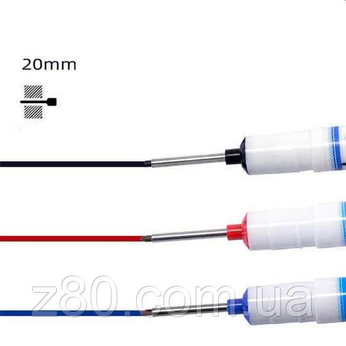 Маркер розмічальний будівельний столярний слюсарний лекальний з тонким пишучим елементом. Колір синій, фото 3